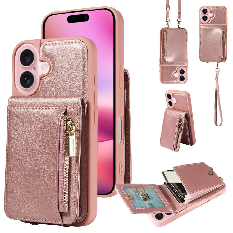 Crossbody Lanyard Zipper Wallet Leather Phone Case, For iPhone 16 Pro Max, For iPhone 16 Pro, For iPhone 16 Plus, For iPhone 16 - HoMEdemic™ 