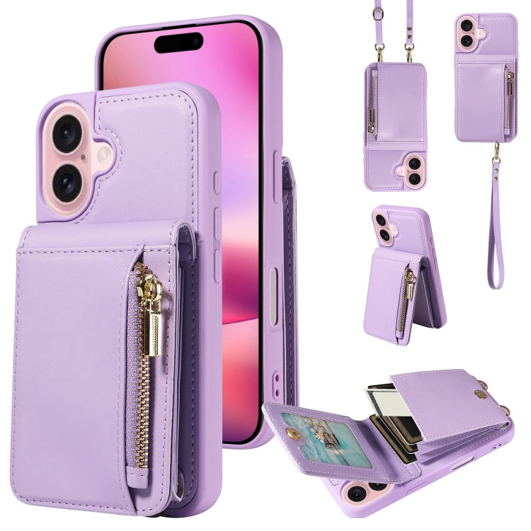 Crossbody Lanyard Zipper Wallet Leather Phone Case, For iPhone 16 Pro Max, For iPhone 16 Pro, For iPhone 16 Plus, For iPhone 16 - HoMEdemic™ 