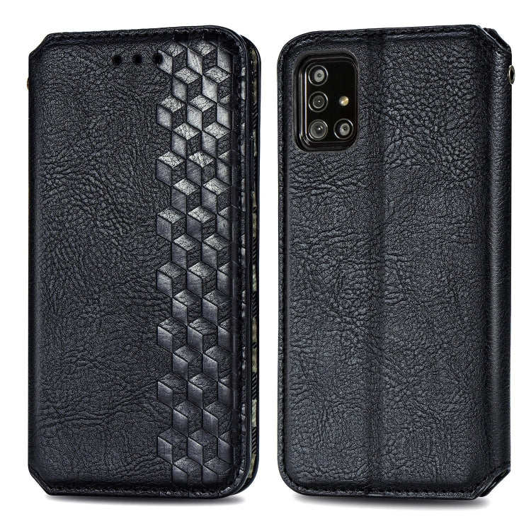 Cubic Grid Pressed Horizontal Flip Magnetic Leather Case with Holder & Card Slots & Wallet, For Samsung Galaxy A51 - HoMEdemic™ 