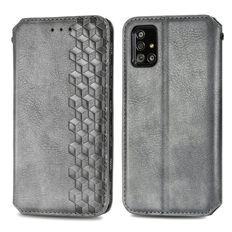 Cubic Grid Pressed Horizontal Flip Magnetic Leather Case with Holder & Card Slots & Wallet, For Samsung Galaxy A51 - HoMEdemic™ 