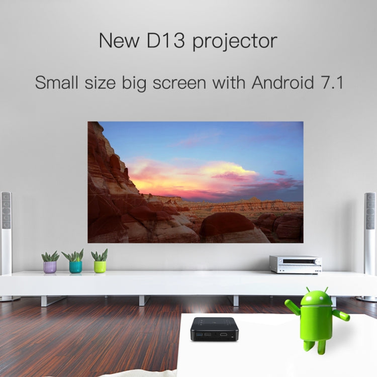 D13 2+16G 854 x 480 Android 7.1.2 Mini Pocket Projector 4K DLP Smart Handheld LED WIFI Home Theater Projector,  Support USB / TF / HDMI - HoMEdemic™ 