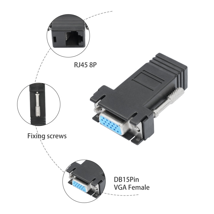 DB15 VGA Female to RJ45 8P Female Adapter(Black) - HoMEdemic™ 