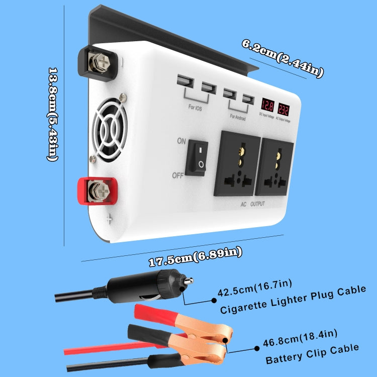 DC 12V To AC 220V Car Inverter Dual Socket 4USB - HoMEdemic™ 