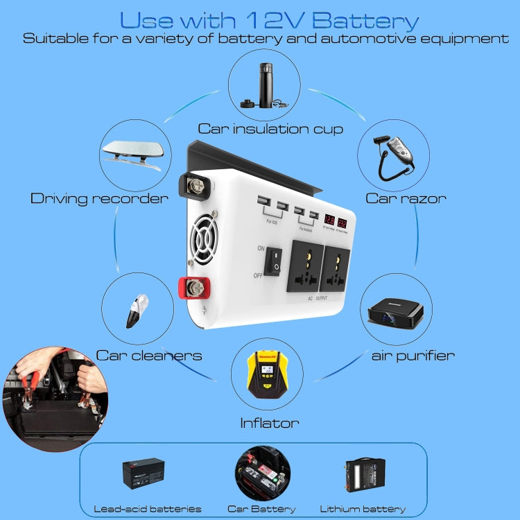 DC 12V To AC 220V Car Inverter Dual Socket 4USB - HoMEdemic™ 