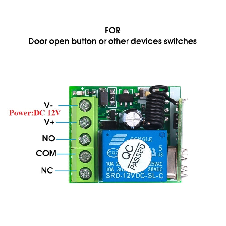 DC12V 1CH RF Remote Control Switch / 10A Relay / 433MHZ Switch Receiver - HoMEdemic™ 