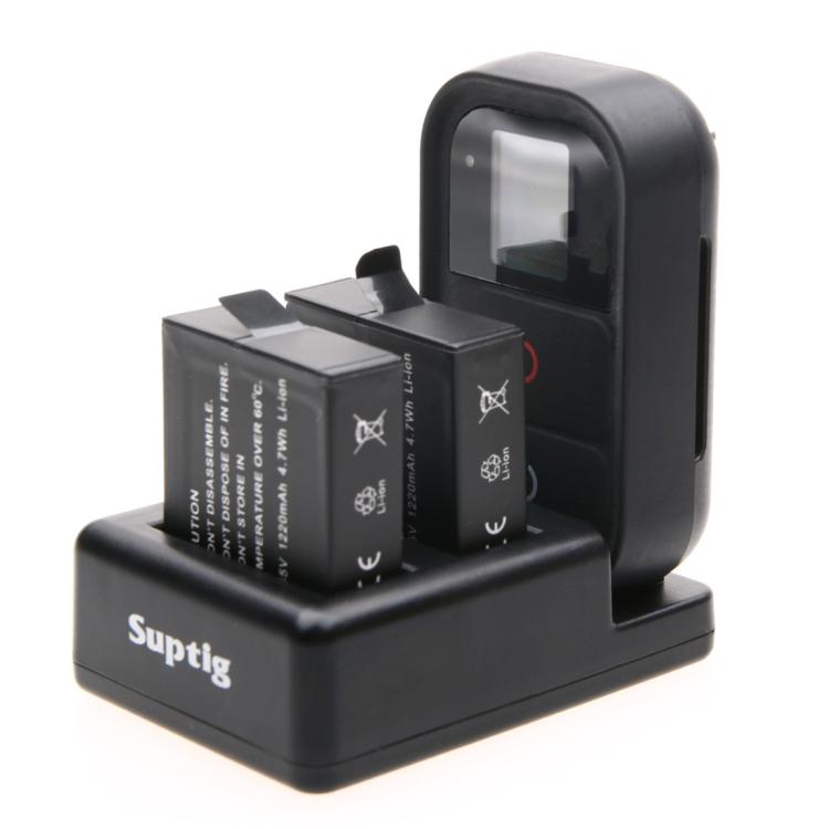 Dual Batteries Charger + Remote Control Charger with USB Cable for GoPro HERO7 Black /6 /5 (AHDBT-501), Batteries not included(Black) - HoMEdemic™ 