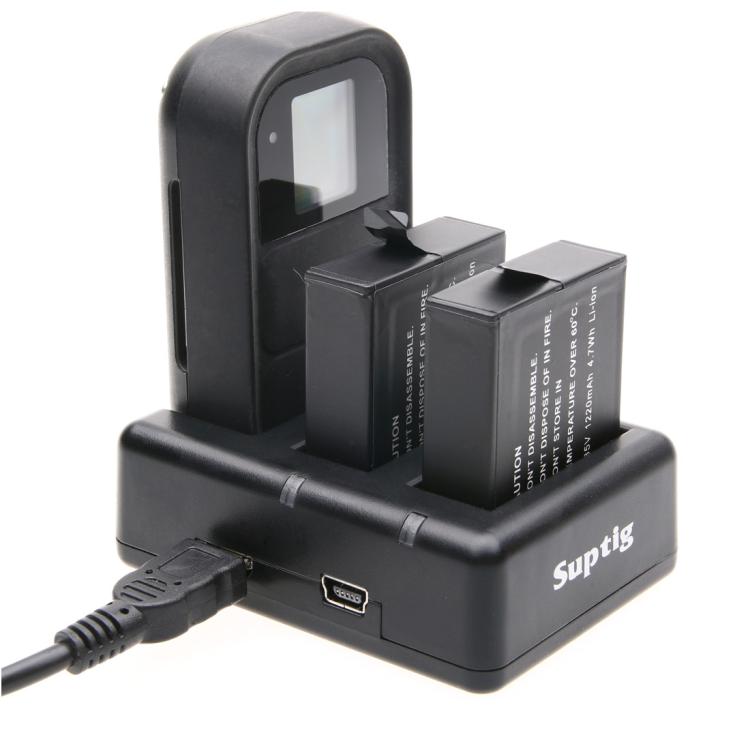 Dual Batteries Charger + Remote Control Charger with USB Cable for GoPro HERO7 Black /6 /5 (AHDBT-501), Batteries not included(Black) - HoMEdemic™ 