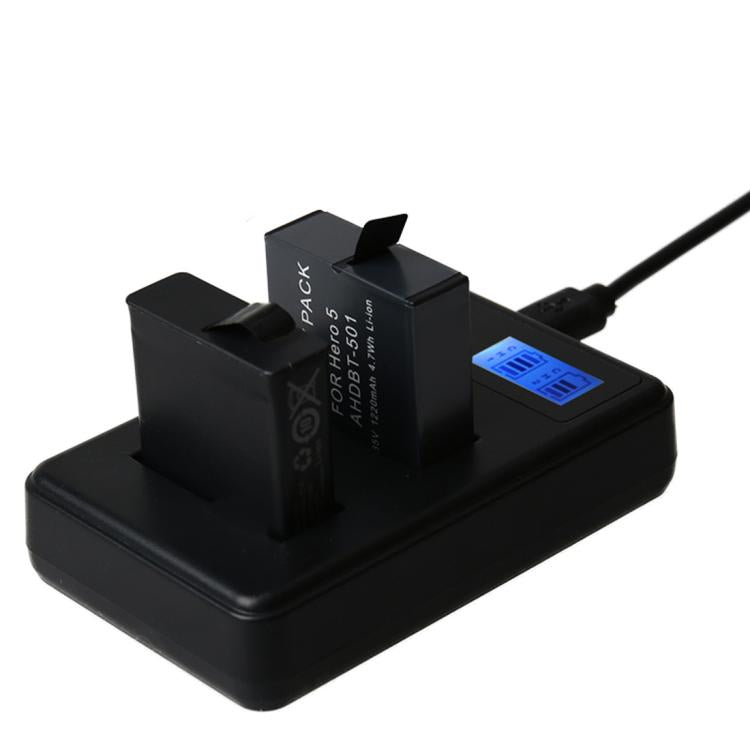 AHDBT-501 LCD Screen Dual Batteries Charger for GoPro HERO5 with Displays Charging Capacity - HoMEdemic™ 