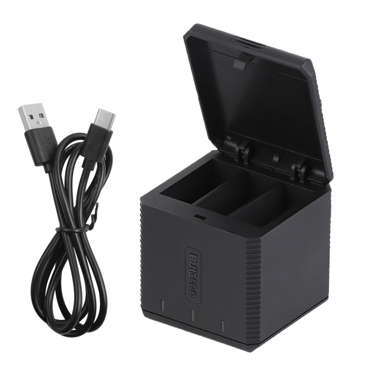 RUIGPRO USB Triple Batteries Housing Charger Box with Cable & Indicator Light for GoPro HERO9 Black / HERO10 Black(Black) - HoMEdemic™ 