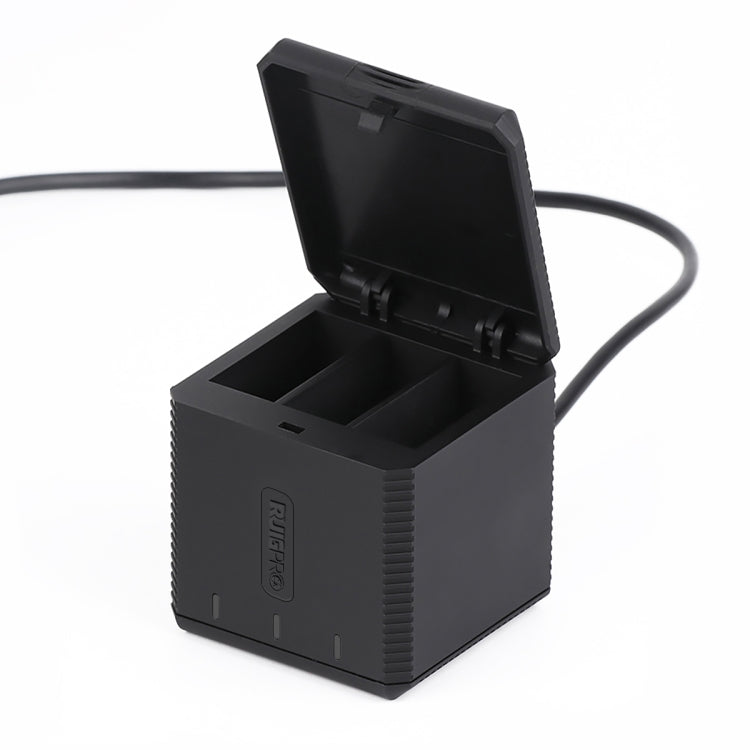 RUIGPRO USB Triple Batteries Housing Charger Box with Cable & Indicator Light for GoPro HERO9 Black / HERO10 Black(Black) - HoMEdemic™ 