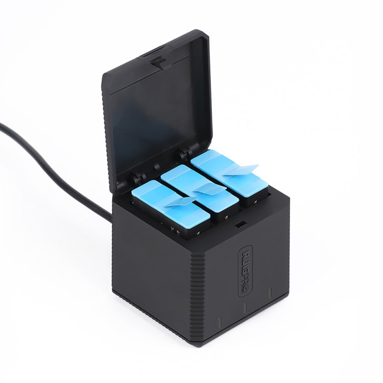 RUIGPRO USB Triple Batteries Housing Charger Box with Cable & Indicator Light for GoPro HERO9 Black / HERO10 Black(Black) - HoMEdemic™ 