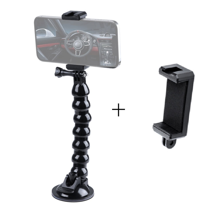Extended Suction Cup Jaws Flex Clamp Mount with Cold Shoe Phone Clamp (Black) - HoMEdemic™ 