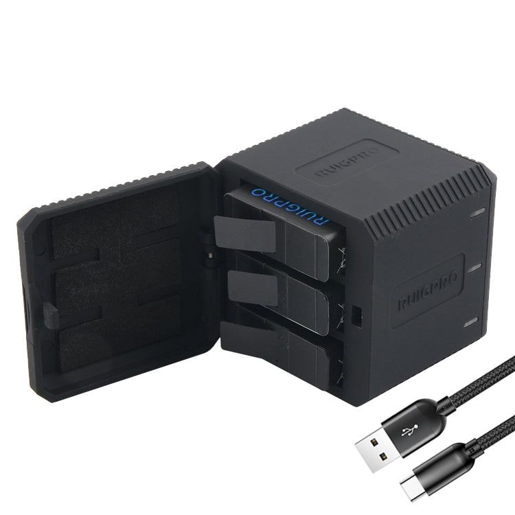 RUIGPRO USB Triple Batteries Housing Charger Box with USB Cable & LED Indicator Light for GoPro HERO6 /5(Black) - HoMEdemic™ 