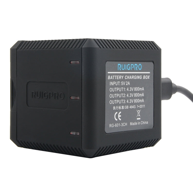 RUIGPRO USB Triple Batteries Housing Charger Box with USB Cable & LED Indicator Light for GoPro HERO6 /5(Black) - HoMEdemic™ 