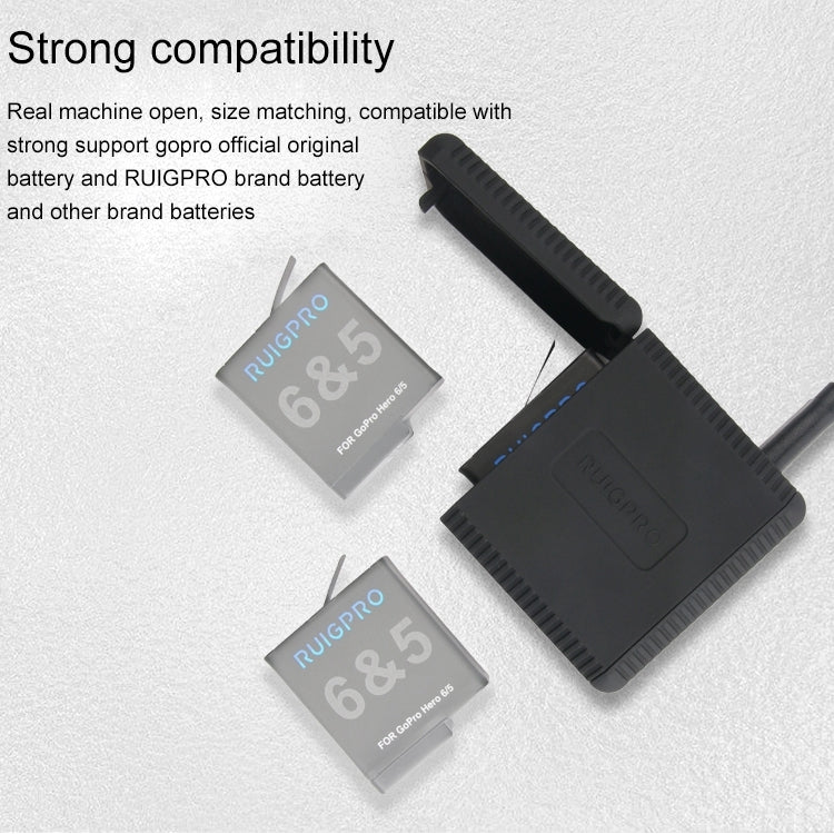 RUIGPRO USB Triple Batteries Housing Charger Box with USB Cable & LED Indicator Light for GoPro HERO6 /5(Black) - HoMEdemic™ 