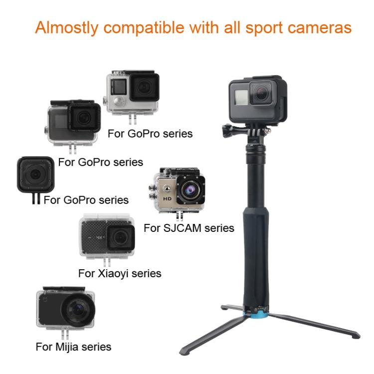 Portable Foldable Tripod Holder Selfie Monopod Stick for GoPro, Insta360, DJI and Other Action Cameras, Length: 23.5-81cm - HoMEdemic™ 
