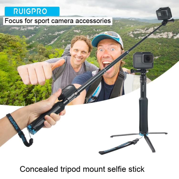 Portable Foldable Tripod Holder Selfie Monopod Stick for GoPro, Insta360, DJI and Other Action Cameras, Length: 23.5-81cm - HoMEdemic™ 