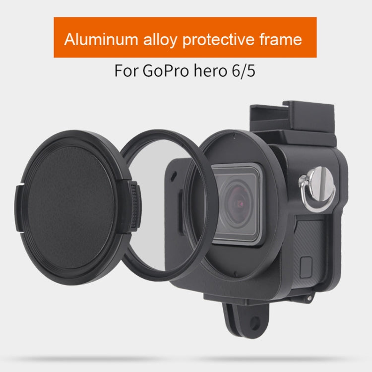Housing Shell CNC Aluminum Alloy Protective Cage with Insurance Frame & 52mm UV Lens for GoPro HERO7 Black /6 /5 (Black) - HoMEdemic™ 
