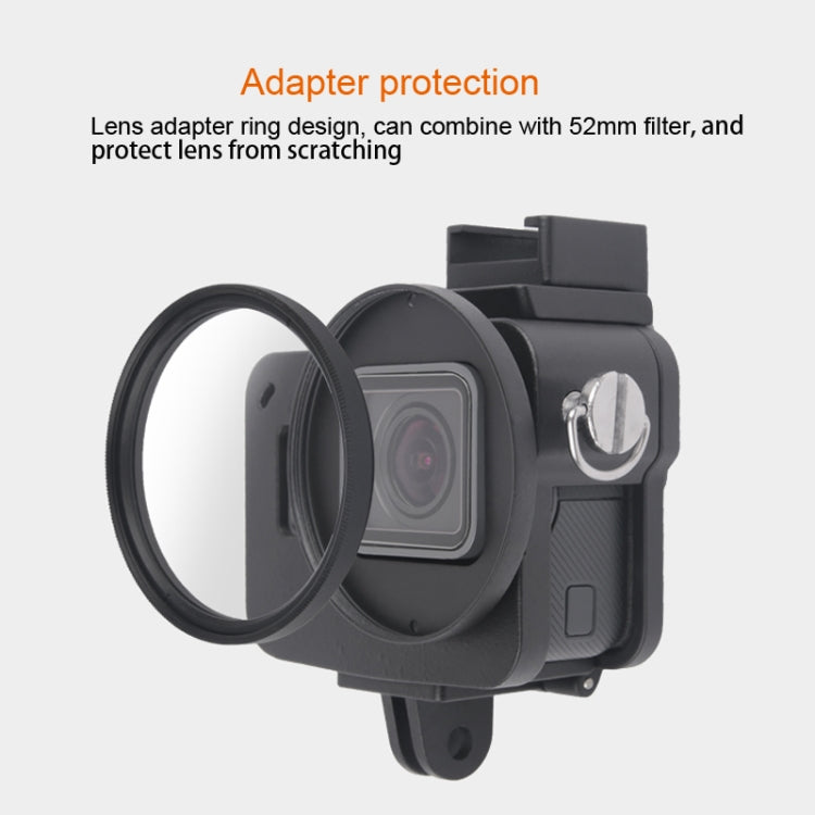Housing Shell CNC Aluminum Alloy Protective Cage with Insurance Frame & 52mm UV Lens for GoPro HERO7 Black /6 /5 (Black) - HoMEdemic™ 