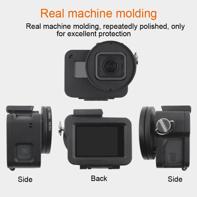 Housing Shell CNC Aluminum Alloy Protective Cage with Insurance Frame & 52mm UV Lens for GoPro HERO7 Black /6 /5 (Black) - HoMEdemic™ 