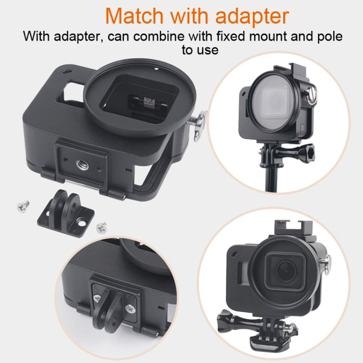 Housing Shell CNC Aluminum Alloy Protective Cage with Insurance Frame & 52mm UV Lens for GoPro HERO7 Black /6 /5 (Black) - HoMEdemic™ 