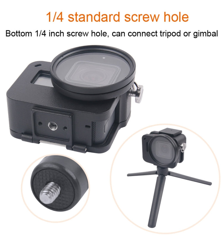 Housing Shell CNC Aluminum Alloy Protective Cage with Insurance Frame & 52mm UV Lens for GoPro HERO7 Black /6 /5 (Black) - HoMEdemic™ 