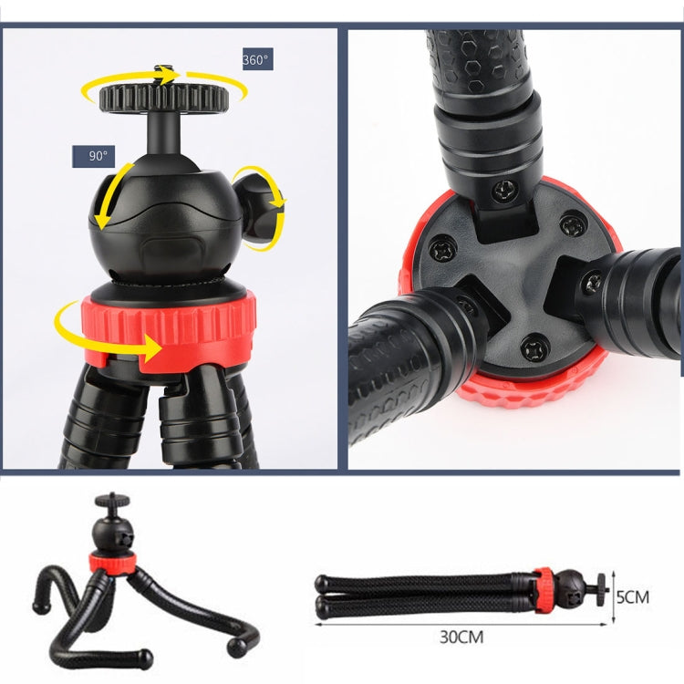 MZ305 Mini Octopus Flexible Tripod Holder with Ball Head for SLR Cameras, GoPro HERO10 Black / HERO9 Black / HERO8 Black /7 /6 /5 /5 Session /4 Session /4 /3+ /3 /2 /1, DJI Osmo Action, Xiaoyi and Other Action Cameras, Cellphone, Size:30cmx5cm - HoMEdemic™ 