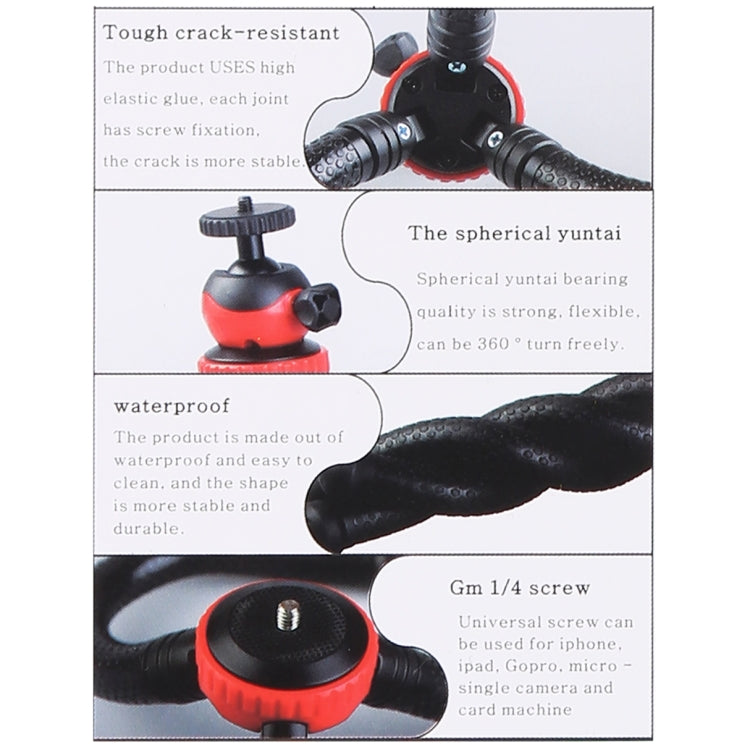 MZ305 Mini Octopus Flexible Tripod Holder with Ball Head for SLR Cameras, GoPro HERO10 Black / HERO9 Black / HERO8 Black /7 /6 /5 /5 Session /4 Session /4 /3+ /3 /2 /1, DJI Osmo Action, Xiaoyi and Other Action Cameras, Cellphone, Size:30cmx5cm - HoMEdemic™ 