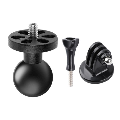 1/4 inch Screw 25mm Ball Head Motorcycle Fixed Mount Holder with Tripod Adapter & Screw for GoPro, Insta360, DJI and Other Action Cameras(Black) - HoMEdemic™ 