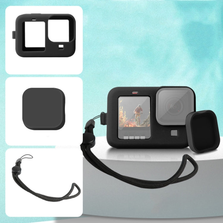 For GoPro HERO10 Black / HERO9 Black Silicone Protective Case Cover with Wrist Strap & Lens Cover(Black) - HoMEdemic™ 