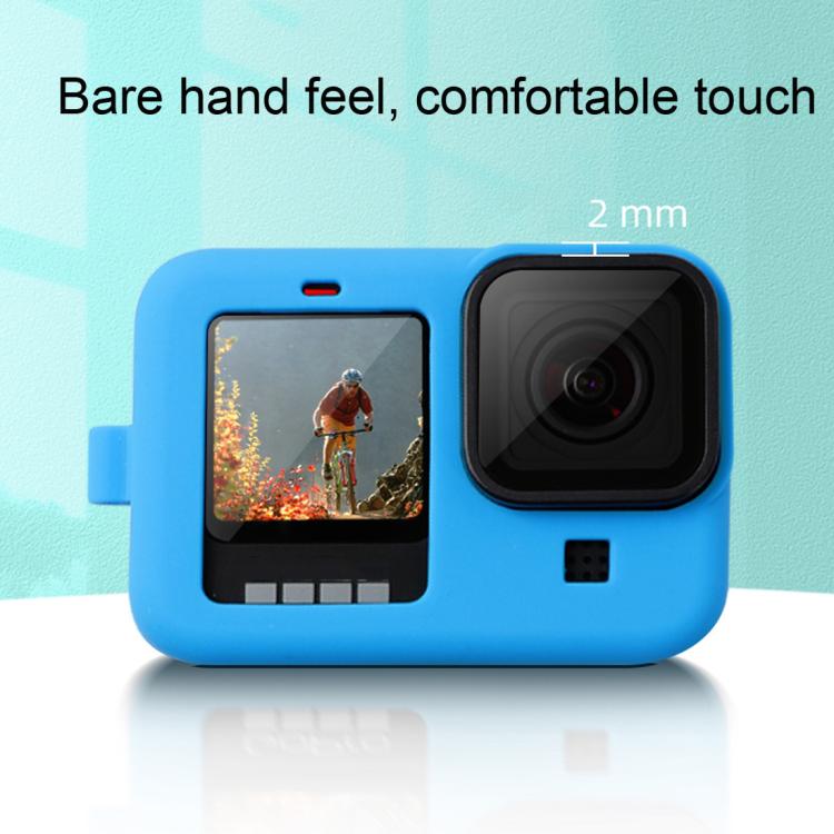 For GoPro HERO10 Black / HERO9 Black Silicone Protective Case Cover with Wrist Strap & Lens Cover(Blue) - HoMEdemic™ 