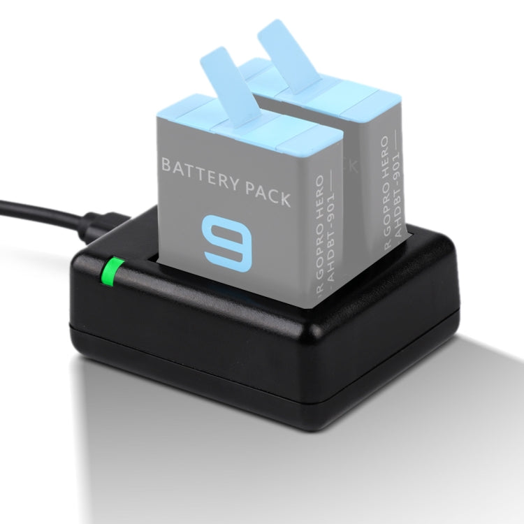USB Dual Batteries Charger with Cable & Indicator Light for GoPro HERO9 Black / HERO10 Black(Black) - HoMEdemic™ 