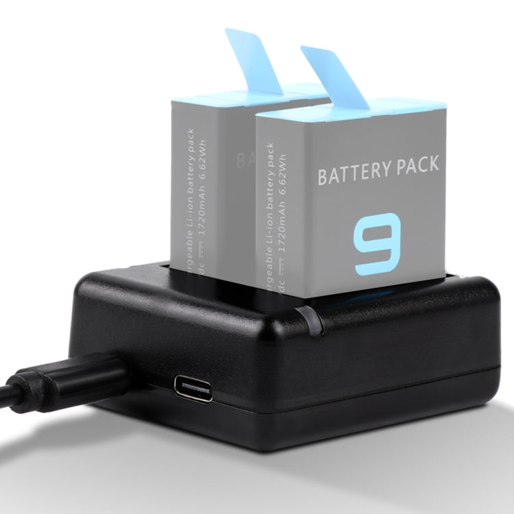 USB Dual Batteries Charger with Cable & Indicator Light for GoPro HERO9 Black / HERO10 Black(Black) - HoMEdemic™ 