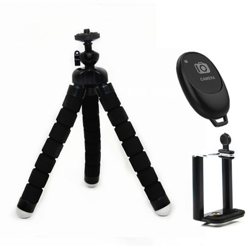 Mini Octopus Flexible Foam Tripod Holder with Phone Clamp & Remote Control - HoMEdemic™ 