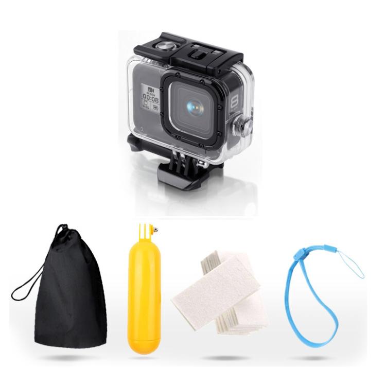 For GoPro HERO8 Black 45m Waterproof Housing Protective Case with Buckle Basic Mount & Screw & Floating Bobber Grip & Strap & Anti-Fog Inserts(Transparent) - HoMEdemic™ 