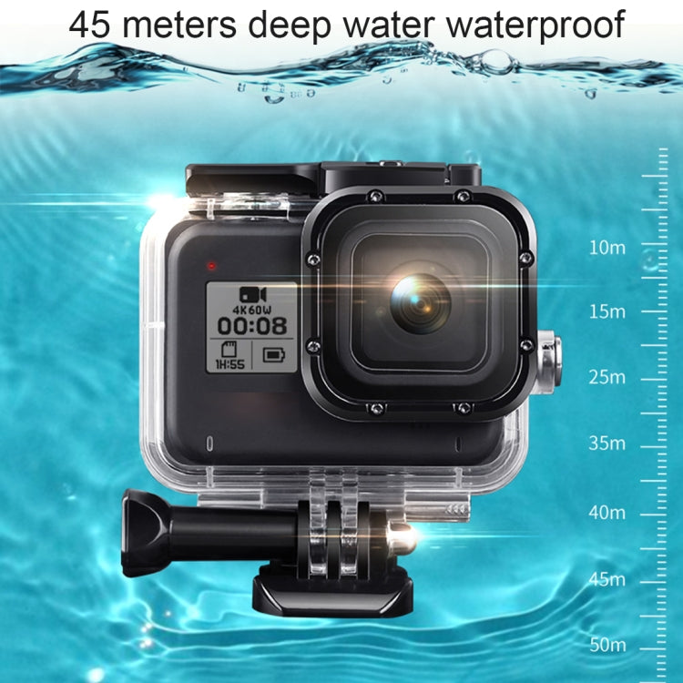 For GoPro HERO8 Black 45m Waterproof Housing Protective Case with Buckle Basic Mount & Screw & Floating Bobber Grip & Strap & Anti-Fog Inserts(Black) - HoMEdemic™ 