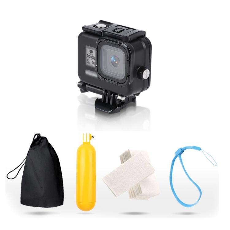 For GoPro HERO8 Black 45m Waterproof Housing Protective Case with Buckle Basic Mount & Screw & Floating Bobber Grip & Strap & Anti-Fog Inserts(Black) - HoMEdemic™ 