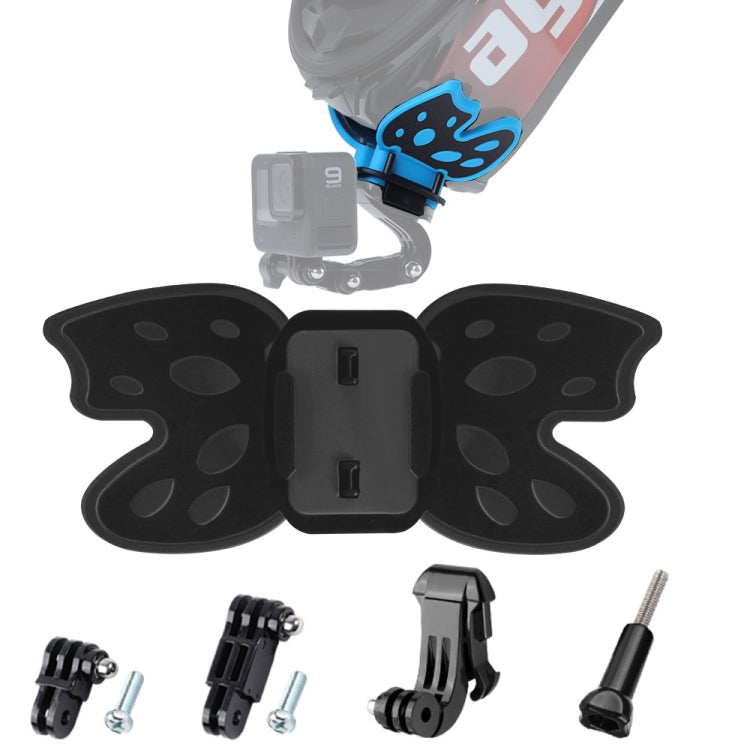 Butterfly Helmet Mount Adapter with 3-Way Pivot Arm & J-Hook Buckle & Long Screw for GoPro, Insta360, DJI and Other Action Cameras (Black) - HoMEdemic™ 