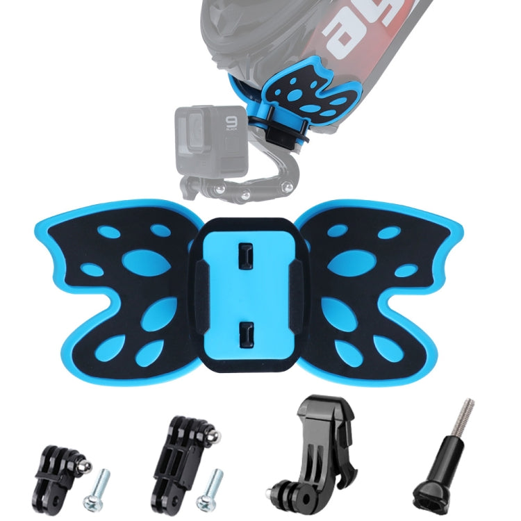 Butterfly Helmet Mount Adapter with 3-Way Pivot Arm & J-Hook Buckle & Long Screw for GoPro, Insta360, DJI and Other Action Cameras (Blue) - HoMEdemic™ 