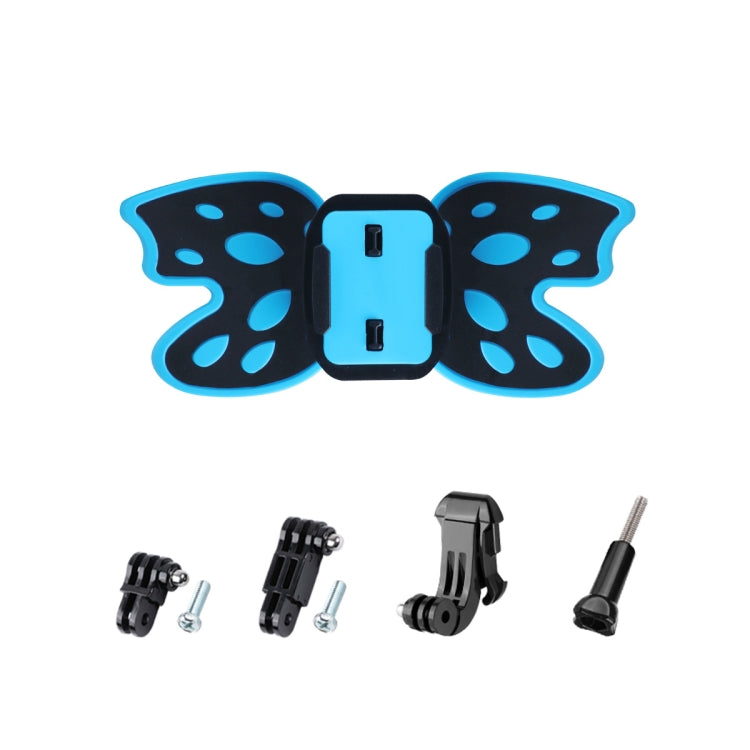 Butterfly Helmet Mount Adapter with 3-Way Pivot Arm & J-Hook Buckle & Long Screw for GoPro, Insta360, DJI and Other Action Cameras (Blue) - HoMEdemic™ 