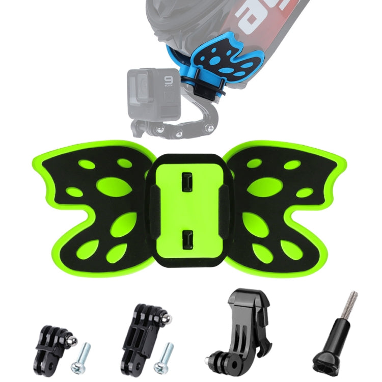 Butterfly Helmet Mount Adapter with 3-Way Pivot Arm & J-Hook Buckle & Long Screw for GoPro, Insta360, DJI and Other Action Cameras (Fluorescent Green) - HoMEdemic™ 