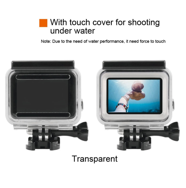 45m Waterproof Housing Protective Case + Touch Screen Back Cover for GoPro NEW HERO /HERO6 /5, with Buckle Basic Mount & Screw, No Need to Remove Lens (Transparent) - HoMEdemic™ 