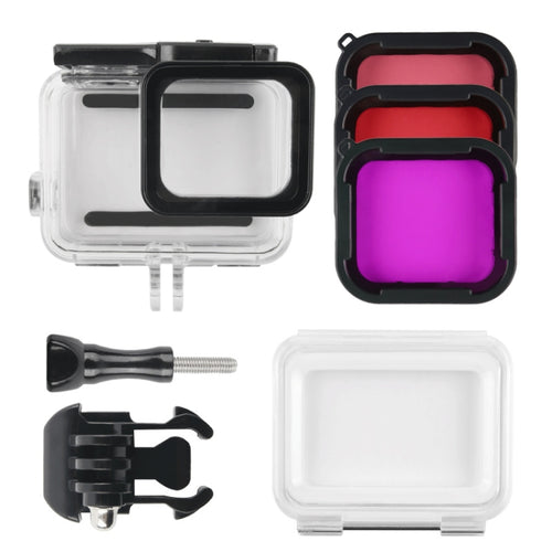 45m Waterproof Housing Protective Case + Touch Screen Back Cover for GoPro NEW HERO /HERO6 /5, with Buckle Basic Mount & Screw & (Purple, Red, Pink) Filters, No Need to Remove Lens (Transparent) - HoMEdemic™ 