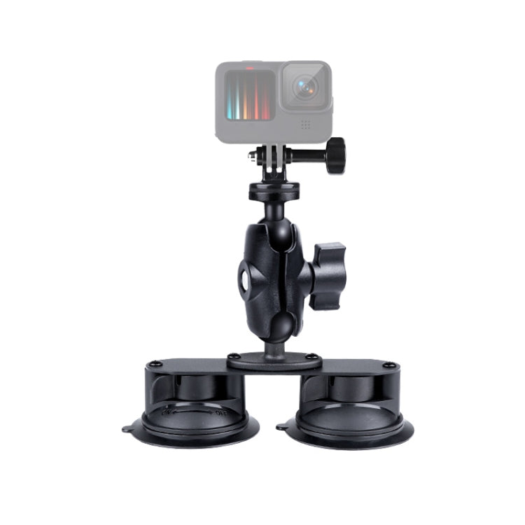 Dual Suction Cup Mount Holder with Tripod Adapter & Screw & Phone Clamp & Anti-lost Silicone Net for for GoPro, Insta360, DJI and Other Action Cameras, Smartphones(Black) - HoMEdemic™ 