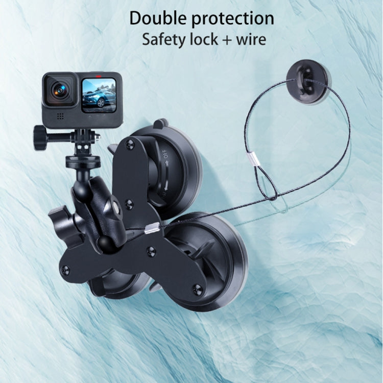 Dual Suction Cup Mount Holder with Tripod Adapter & Screw & Phone Clamp & Anti-lost Silicone Net for for GoPro, Insta360, DJI and Other Action Cameras, Smartphones(Black) - HoMEdemic™ 
