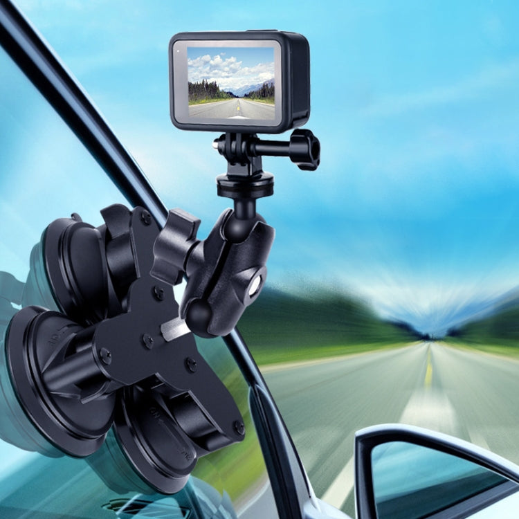 Dual Suction Cup Mount Holder with Tripod Adapter & Screw & Phone Clamp & Anti-lost Silicone Net for for GoPro, Insta360, DJI and Other Action Cameras, Smartphones(Black) - HoMEdemic™ 