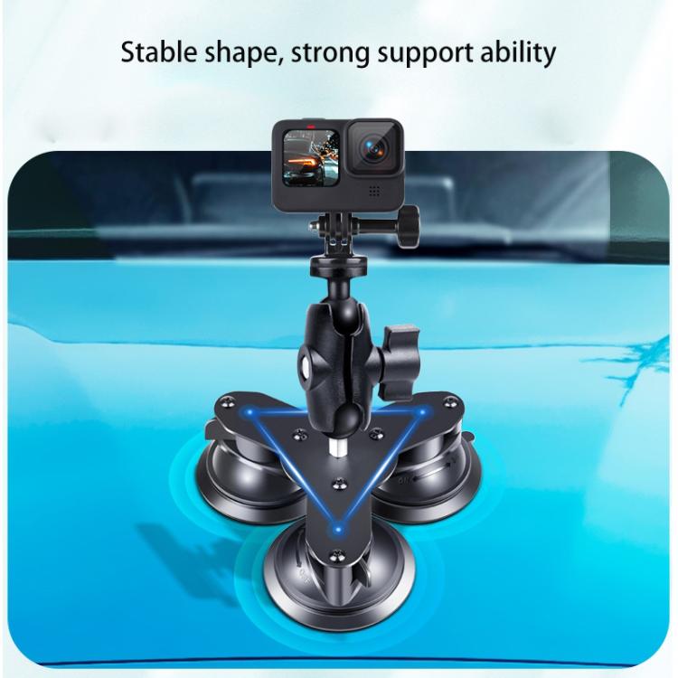 Dual Suction Cup Mount Holder with Tripod Adapter & Screw & Phone Clamp & Anti-lost Silicone Net for for GoPro, Insta360, DJI and Other Action Cameras, Smartphones(Black) - HoMEdemic™ 
