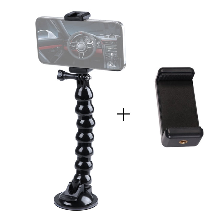 Extended Suction Cup Jaws Flex Clamp Mount with 1/4 inch Phone Clamp (Black) - HoMEdemic™ 