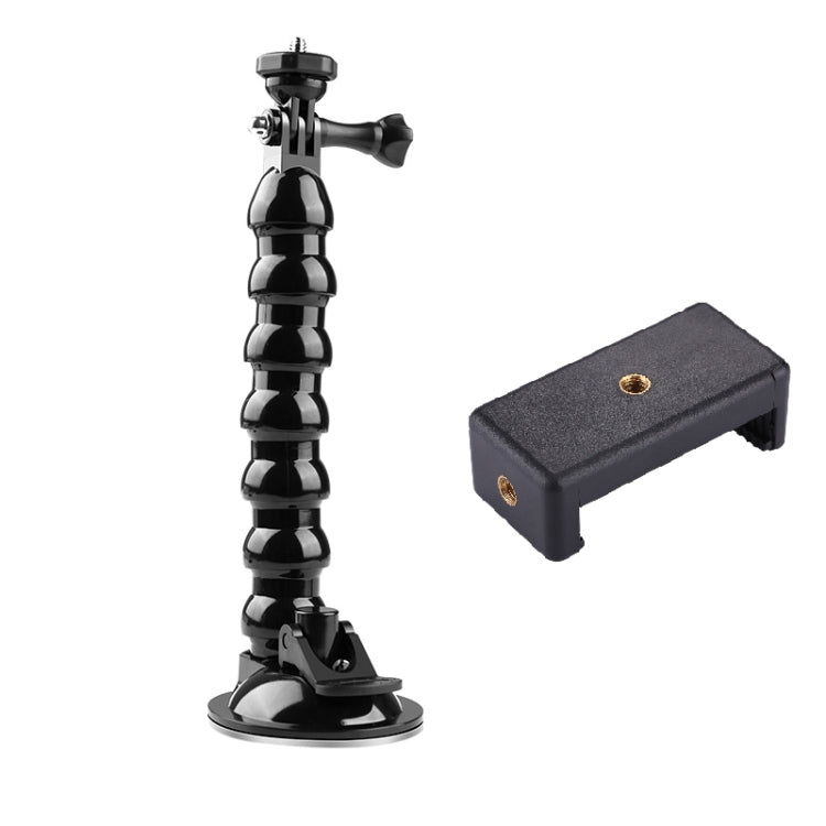 Extended Suction Cup Jaws Flex Clamp Mount with 1/4 inch Phone Clamp (Black) - HoMEdemic™ 