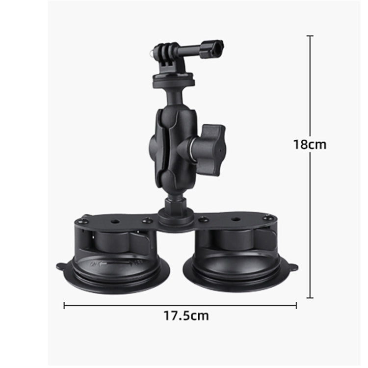 Dual Suction Cup Mount Holder with Tripod Adapter & Steel Tether & Safety Buckle (Black) - HoMEdemic™ 